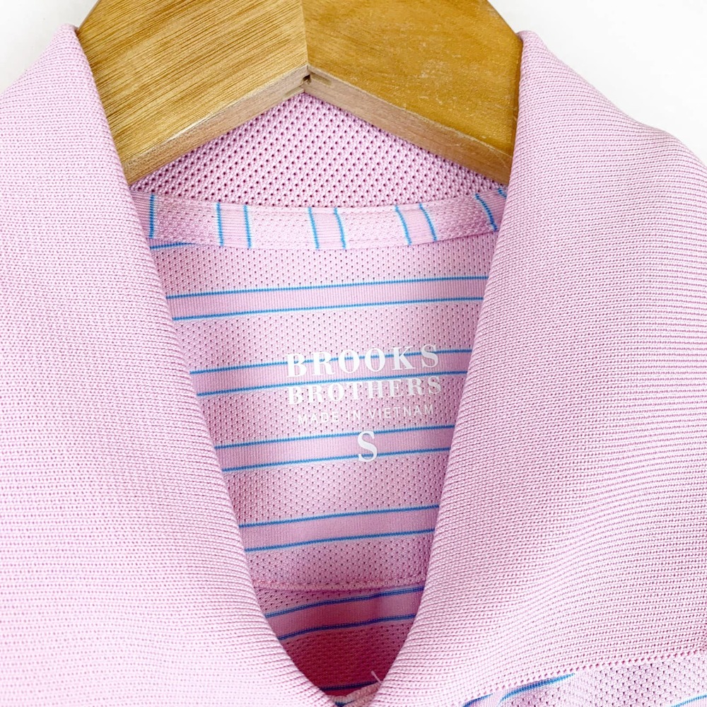 BROOK BROTHERS Pink Blue Striped Polo Shirt S NEW - Picture 9 of 9
